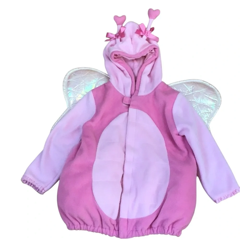 Old Navy Plush Pink Fleece Plush Butterfly Kids Costume Shiny‎ Pink Heart Wings